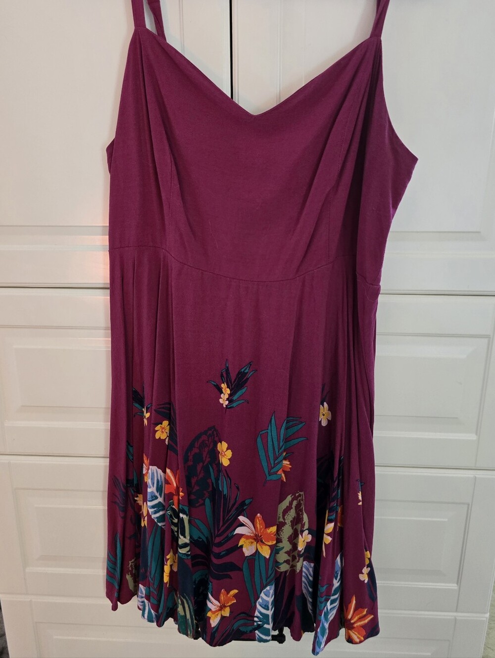 Old Navy Magenta Floral Fit & Flare Sundress.